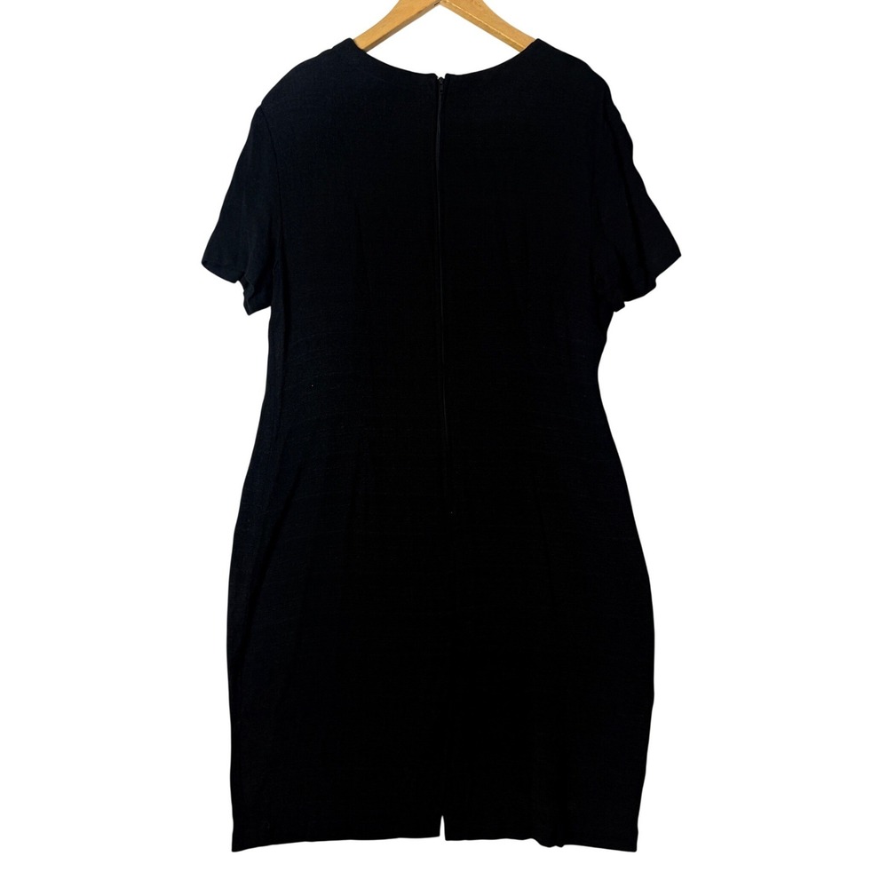 Allison-che Black Short Sleeve Sheath Dress With‎ Metal Detail Size 16 - Picture 2 of 11